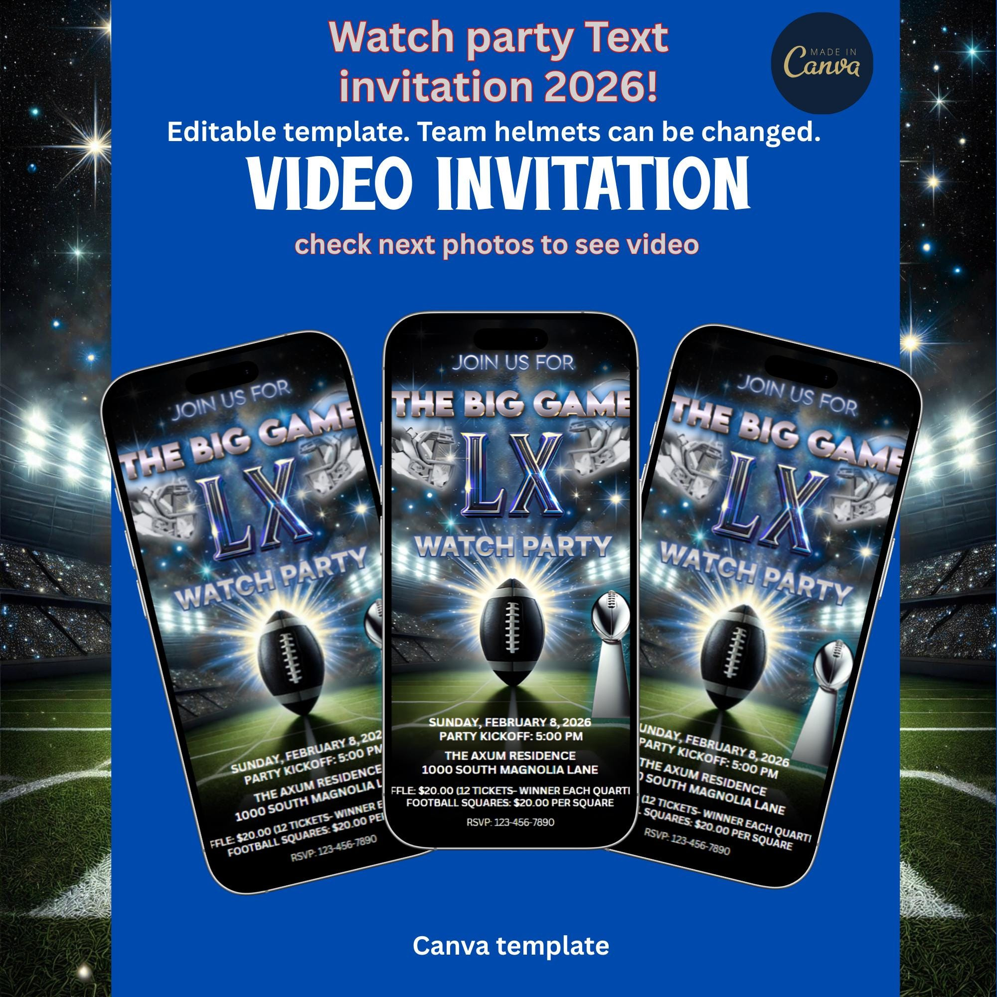 Super Bowl Ticket Template - Etsy intended for Printable Super Bowl Tickets