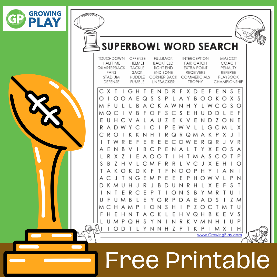 Superbowl Word Search Free Printable - Growing Play in Super Bowl Word Search Printable