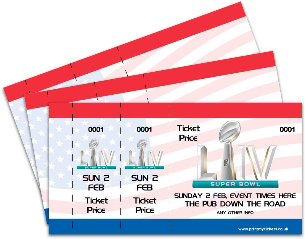 Ticket Printing Superbowl Three Part Tickets - Print My Tickets with regard to Printable Super Bowl Tickets