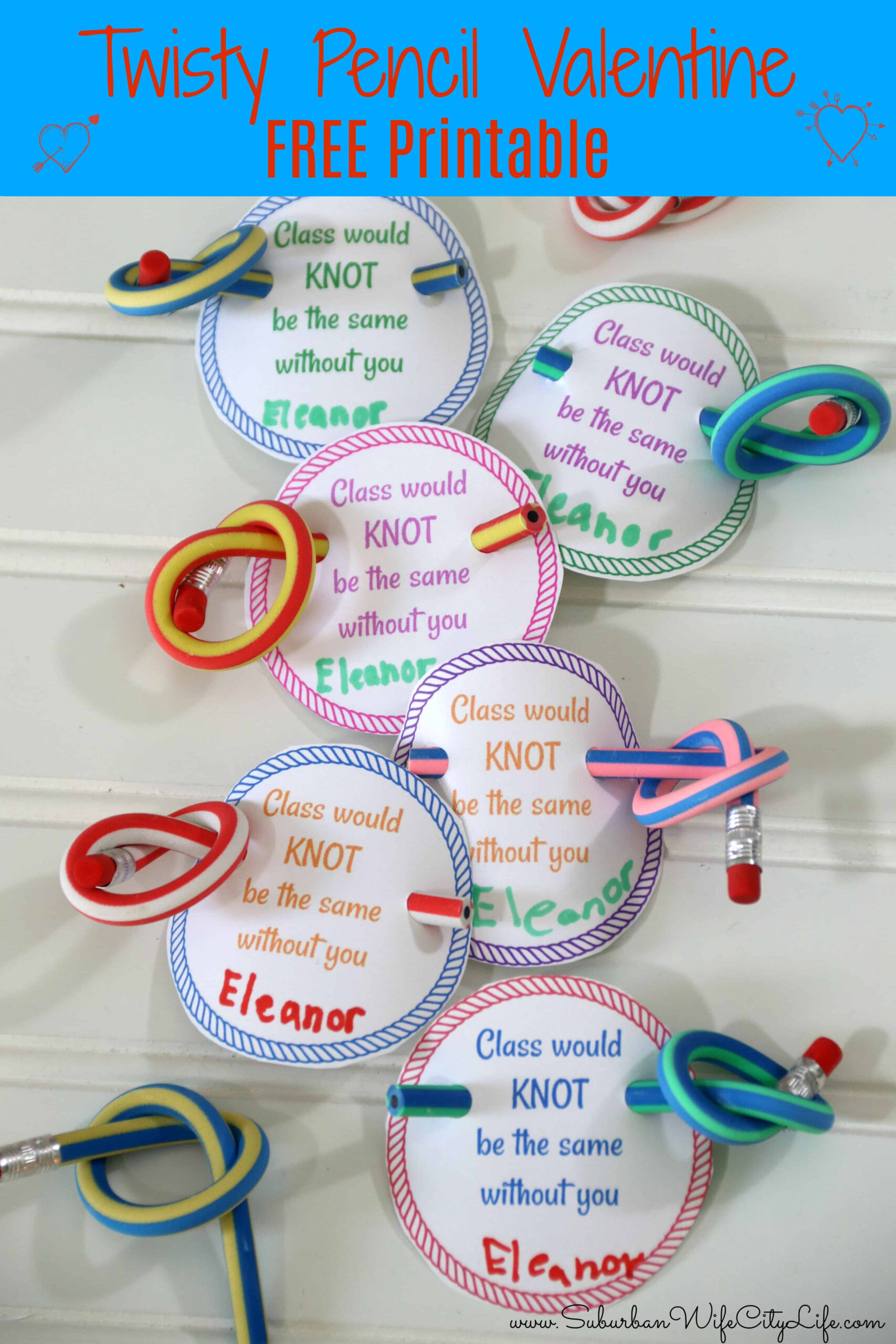 Twisty Pencil Valentines -Free Printable - Suburban Wife, City Life with Free Printable Pencil Valentines
