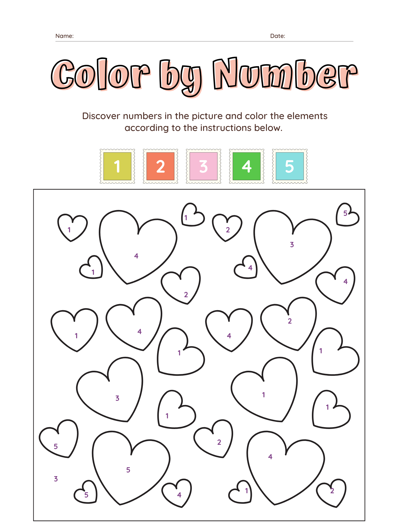 Valentine Colornumber • Printable Crafts And Activities For with regard to Valentines Activities For Kids Printable