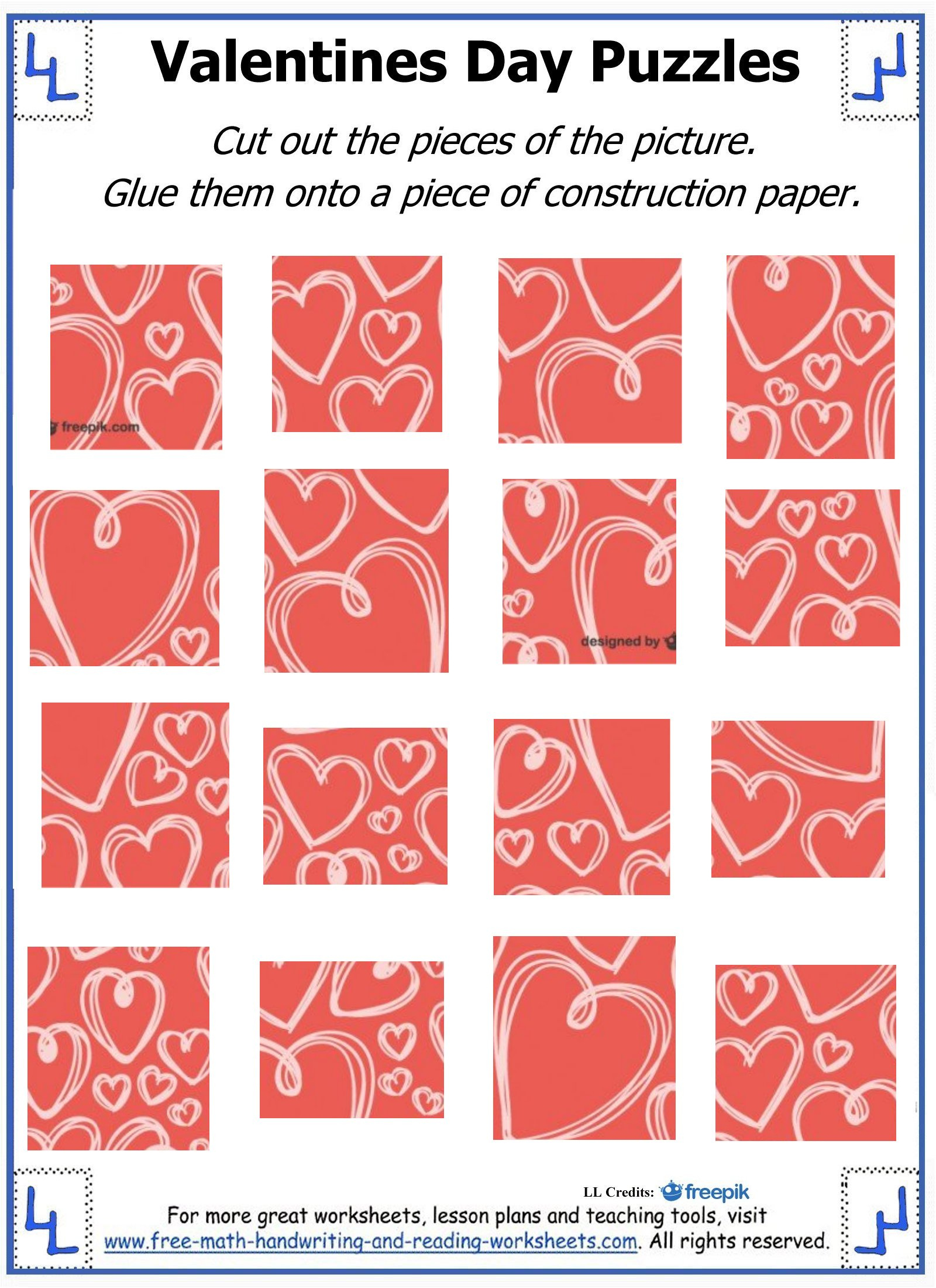 Valentine Day Puzzles - Printable Cut & Paste Puzzles throughout Printable Valentine Puzzle