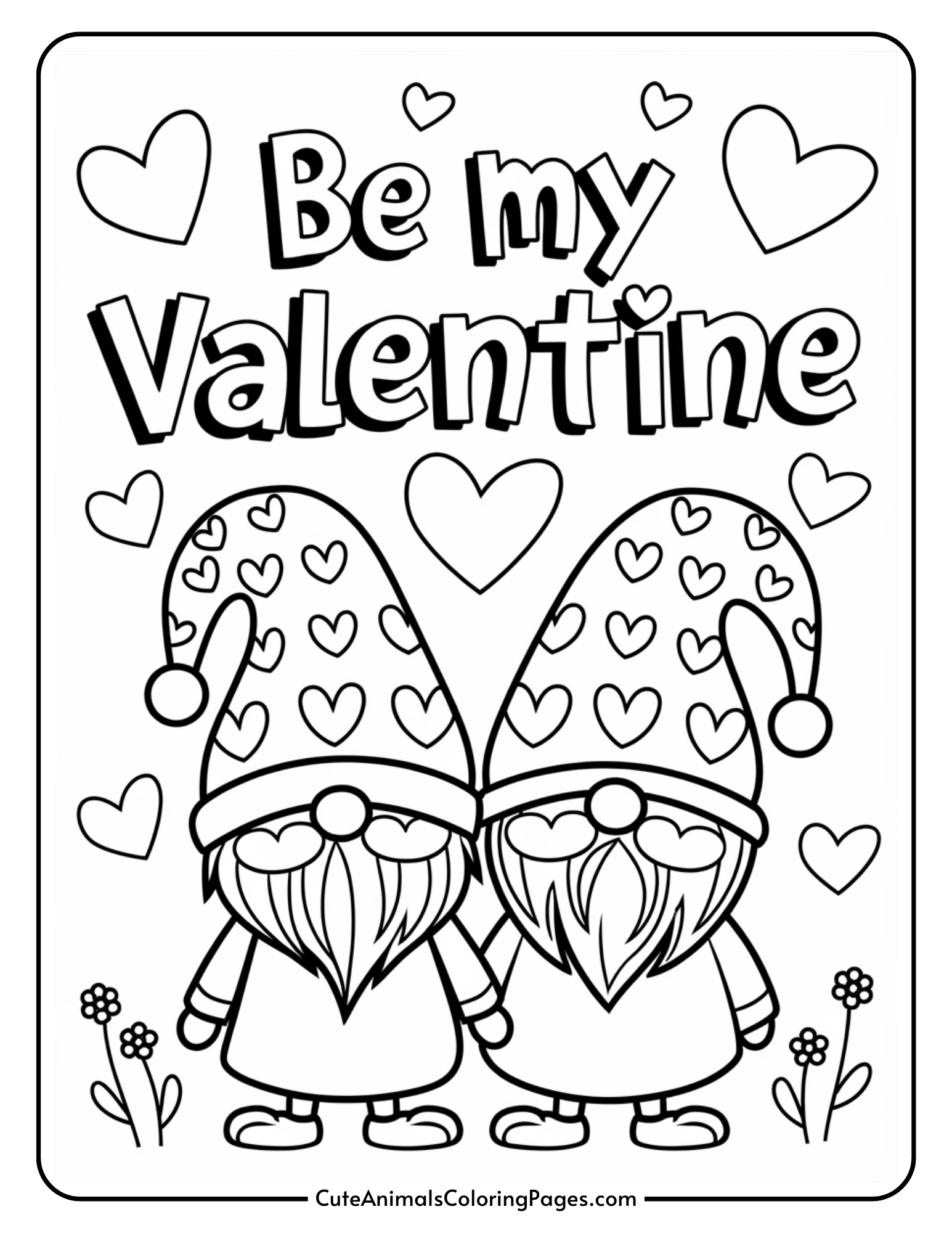 Valentine Gnome Coloring Pages (6 Free Printable Pdf Pages) - Cute intended for Free Printable Valentine Coloring Pages