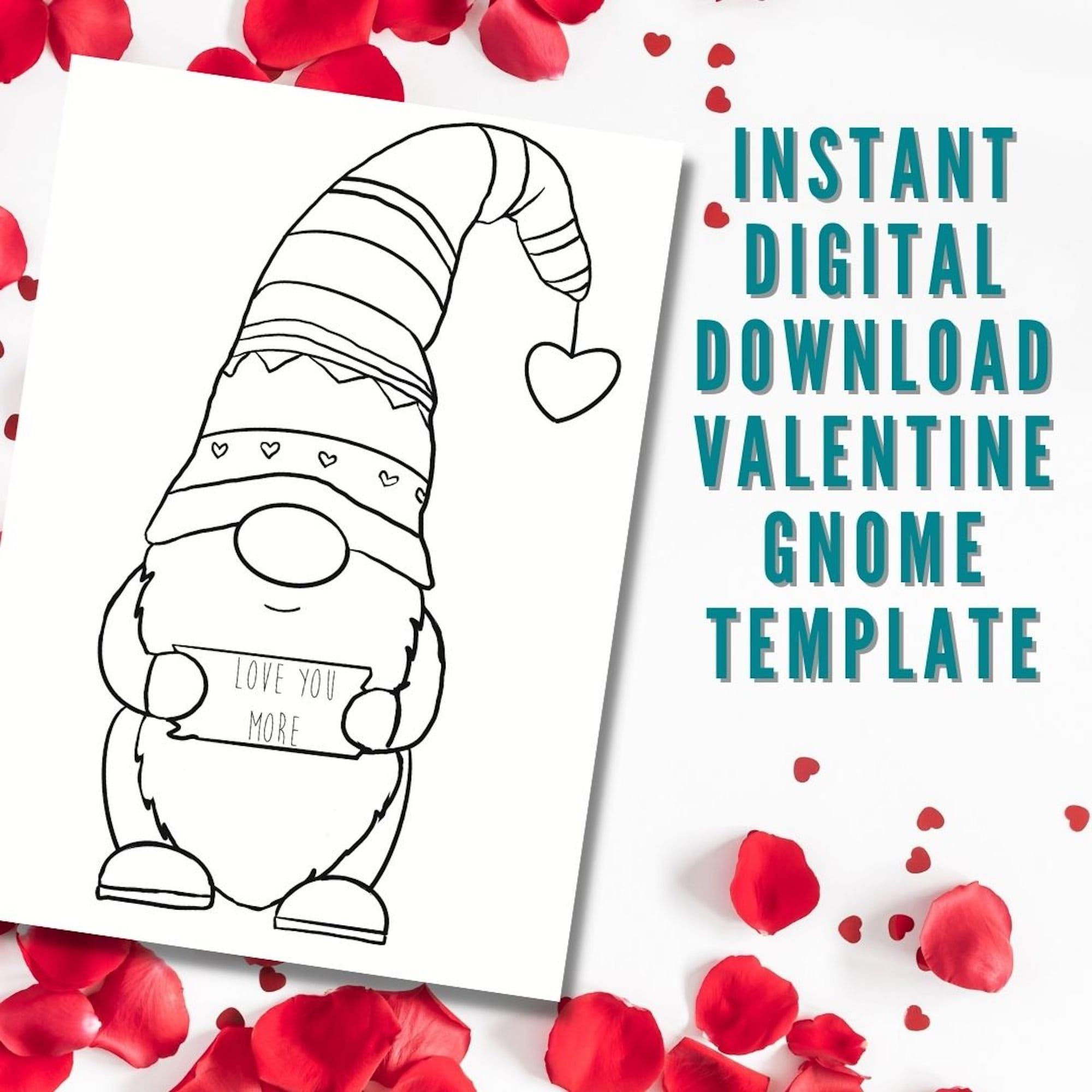 Valentine Gnome Painting Template: Diy Craft (Digital Download) - Etsy in Printable Valentine Gnome Templates