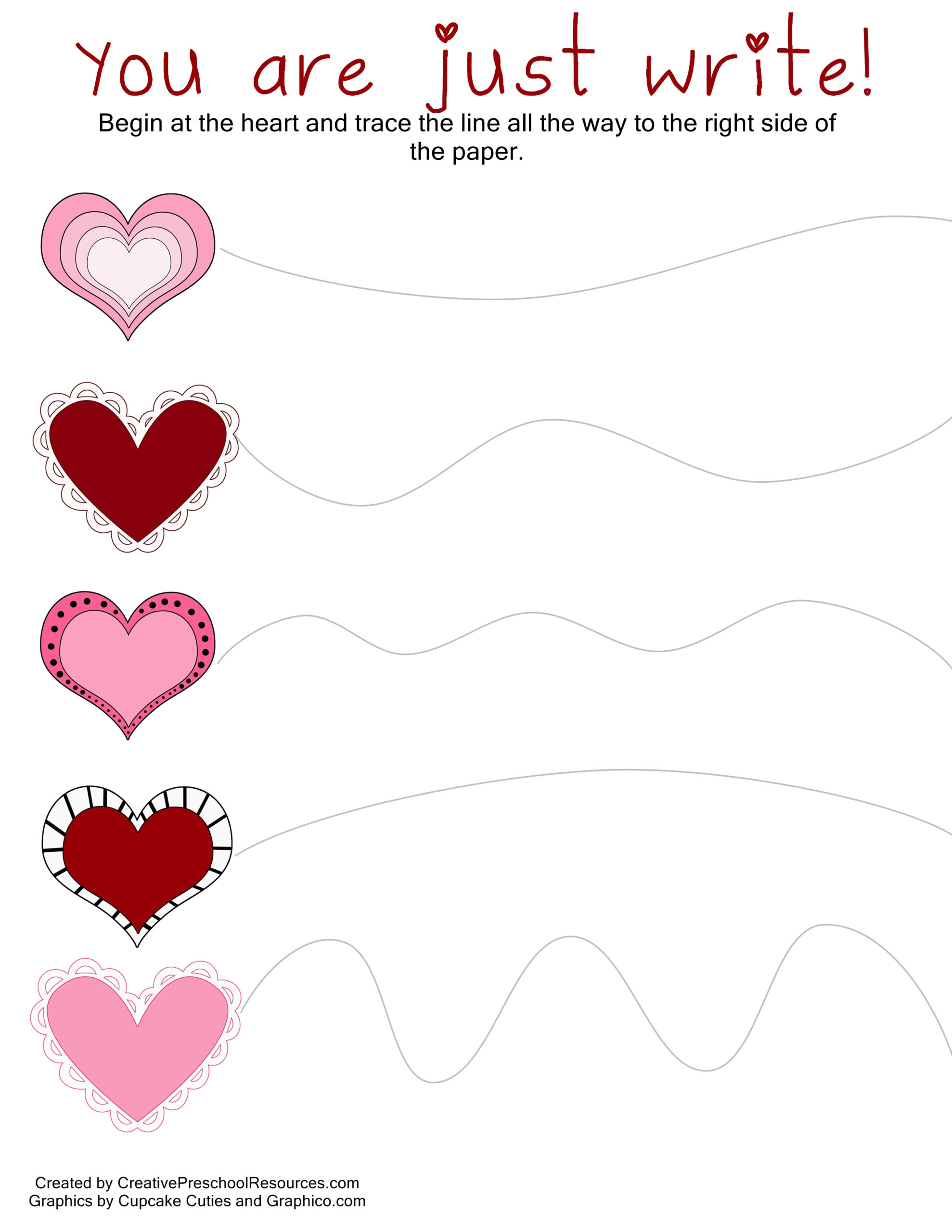 Valentine Trace &amp;amp; Cut Printables | Creative Preschool Resources throughout Free Printable Valentine Crafts For Preschoolers