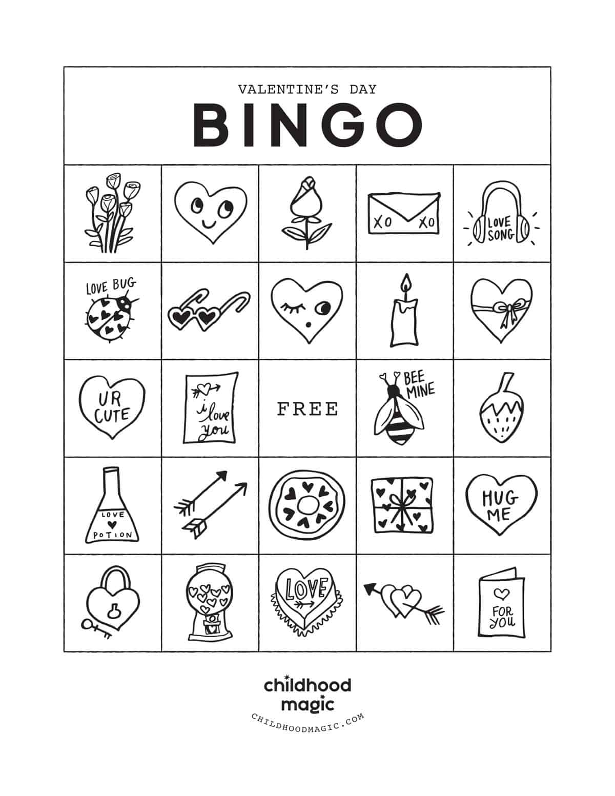 Valentine'S Day Bingo - Childhood Magic for Free Printable Valentine'S Bingo
