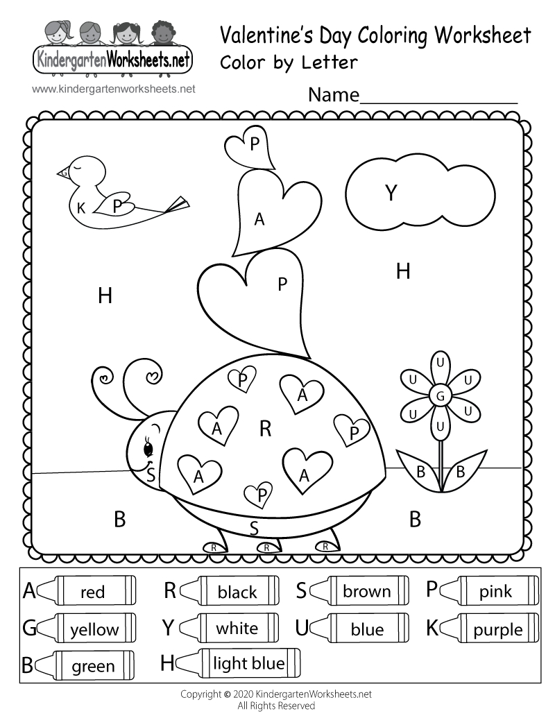 Valentine&amp;#039;S Day Colorletter Worksheet - Free Printable with Printable Valentine Worksheets