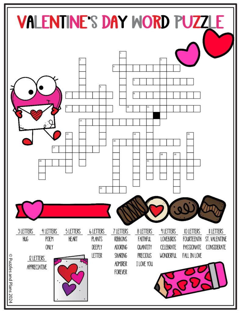 Valentine'S Day Crossword Puzzle Pdf Valentine Crossword Puzzle with regard to Free Printable Valentine'S Day Crossword Puzzles