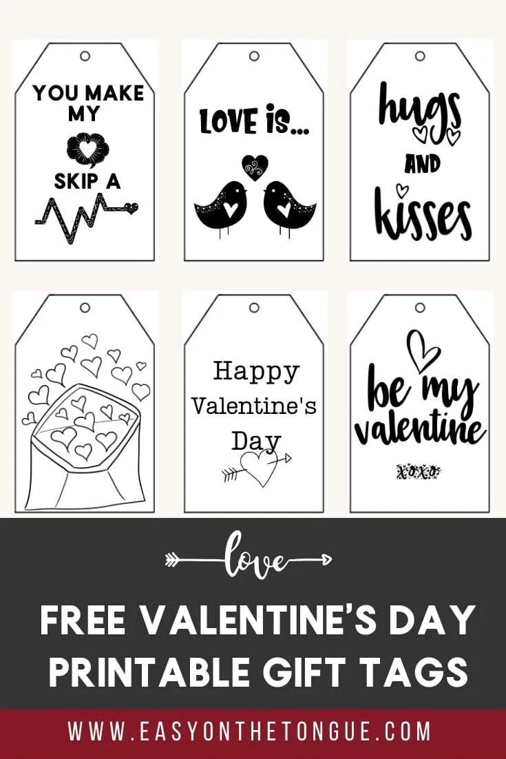 Valentines Day Gift Tags Printable Valentine&amp;#039;S Day Tag, Sweet in Valentines Day Tags Printable Free Black And White