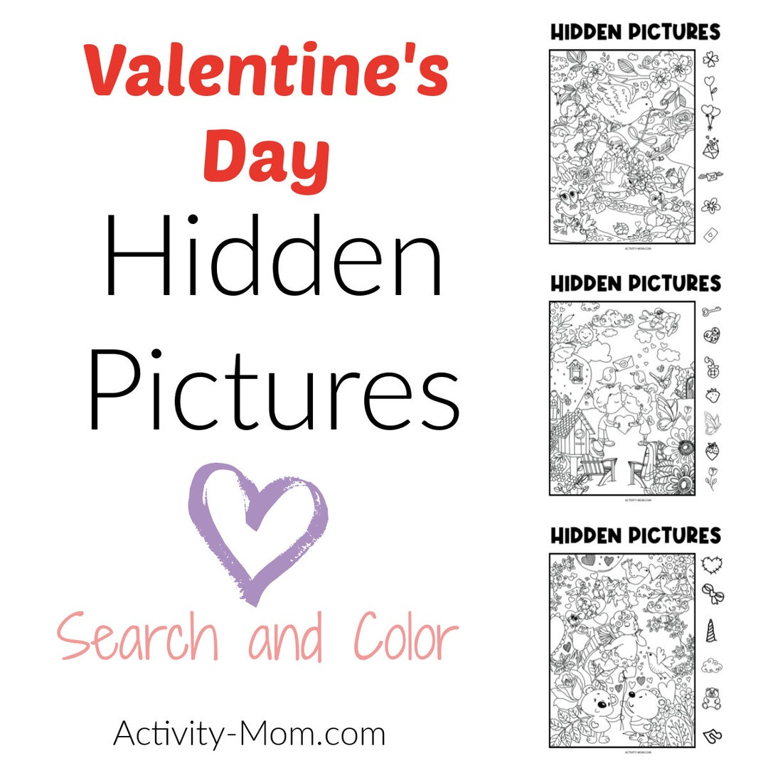 Valentine'S Day Hidden Pictures - Etsy throughout Valentines Hidden Pictures Printable