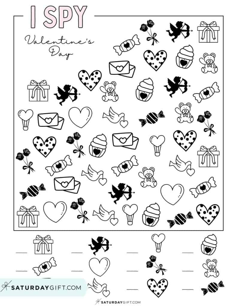 Valentine'S Day I Spy Printable - Cute & Free | Saturdaygift intended for Valentines I Spy Free Printable