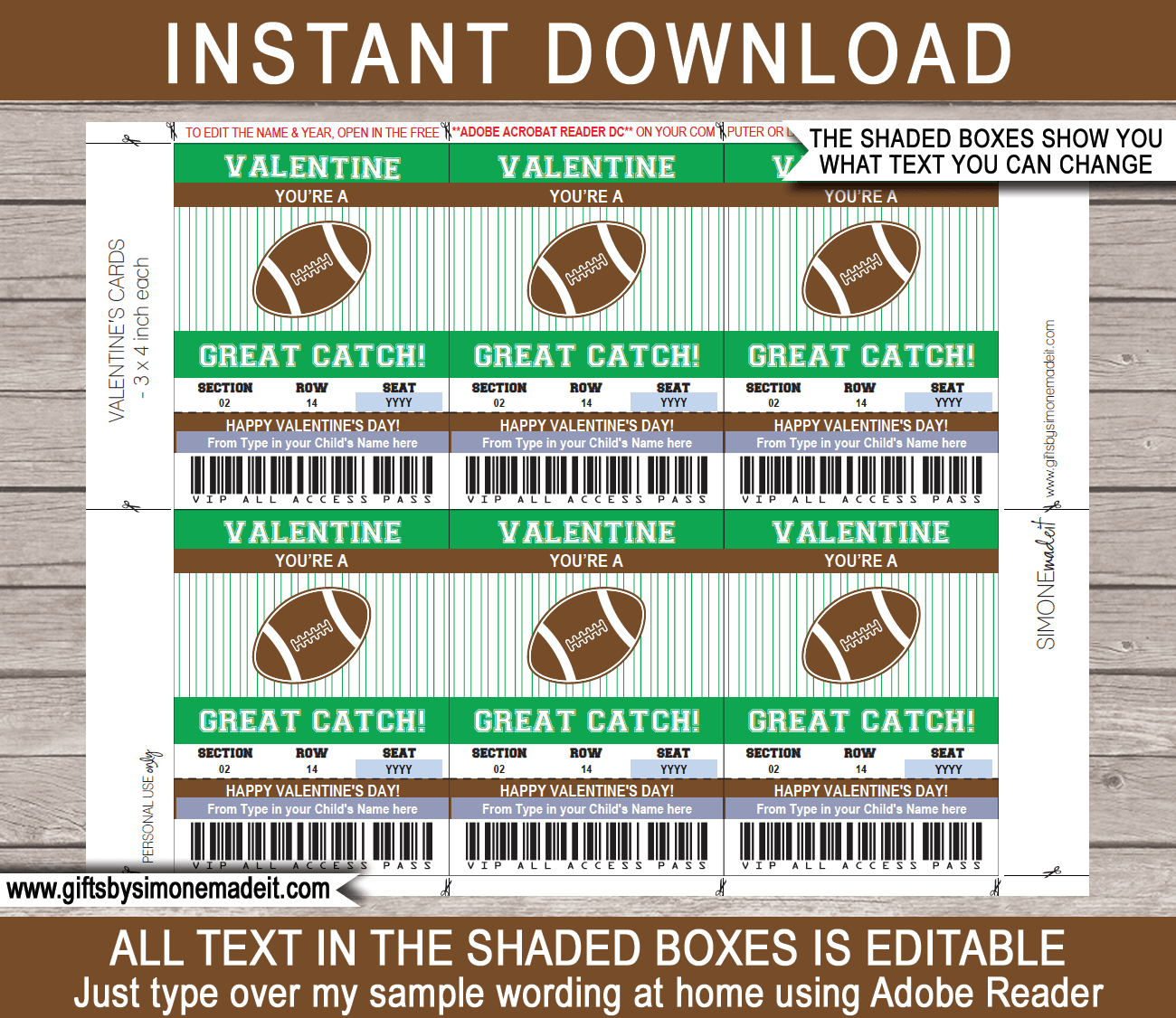 Valentine&amp;#039;S Day Kids Class Gift Tags - Football throughout Free Printable Football Valentines