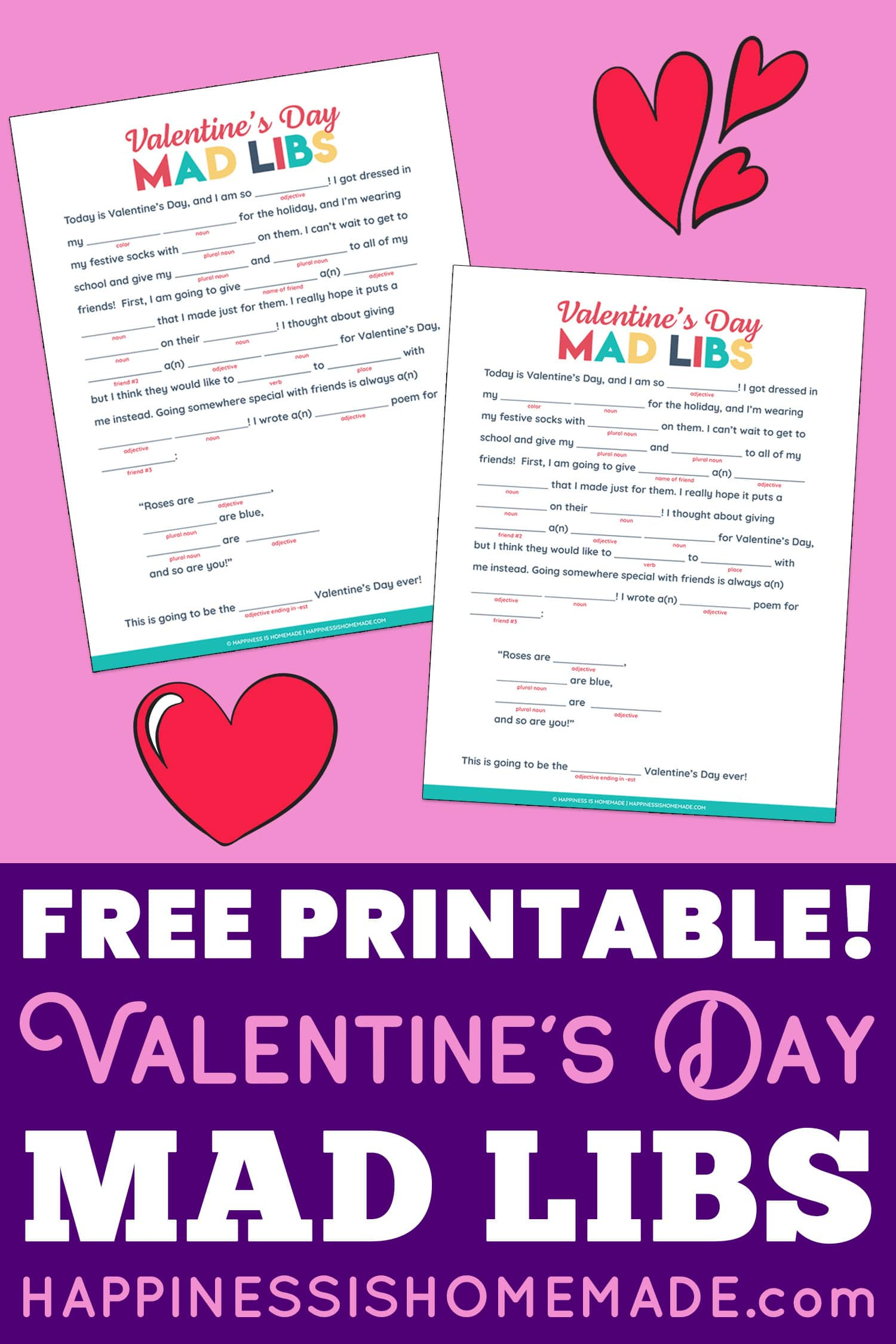 Valentine&amp;#039;S Day Mad Libs Printable - Happiness Is Homemade regarding Valentines Mad Libs Printable