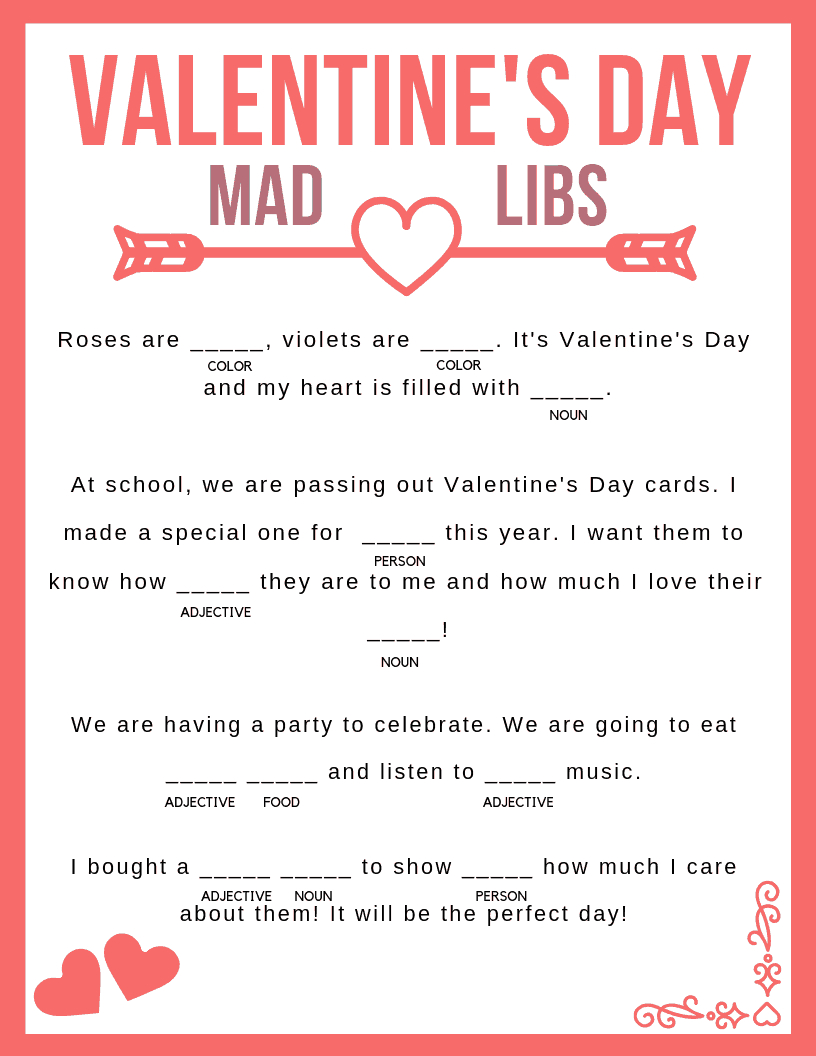 Valentine&amp;#039;S Day Mad Libs (Printable!) - Jac Of All Things with regard to Valentines Mad Libs Printable