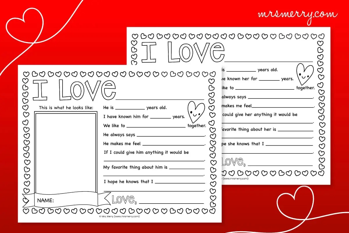 Valentine'S Day Questionnaire For Kids Printable | Mrs. Merry with Printable Valentine Questionnaire For Kids