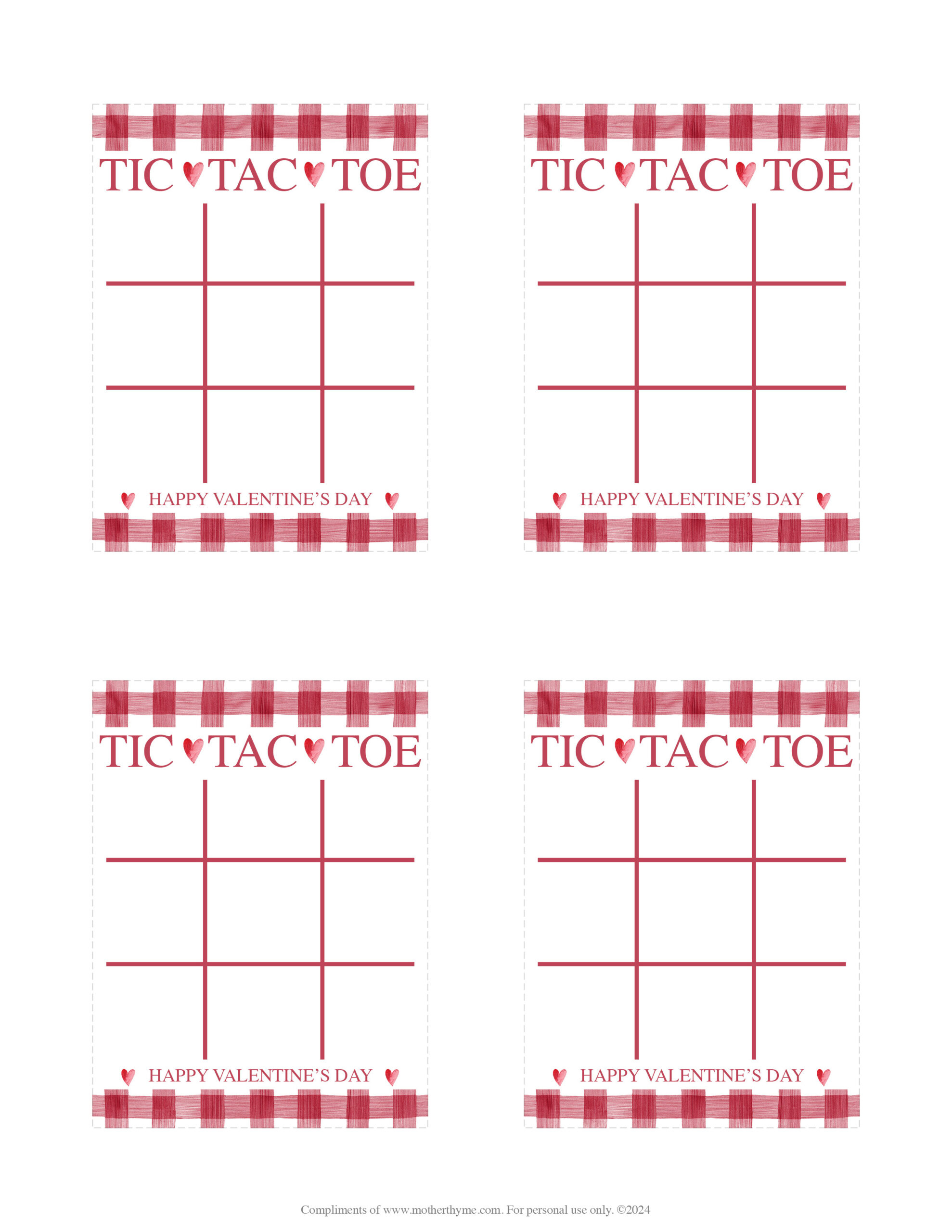 Valentine'S Day Tic Tac Toe – Free Printable - Mother Thyme throughout Free Printable Valentine Tic Tac Toe