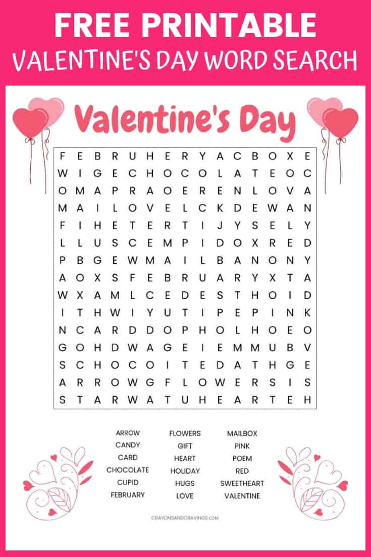 Valentine&amp;#039;S Day Word Search (Free Printable For Kids!) in Free Printable Valentine Word Games