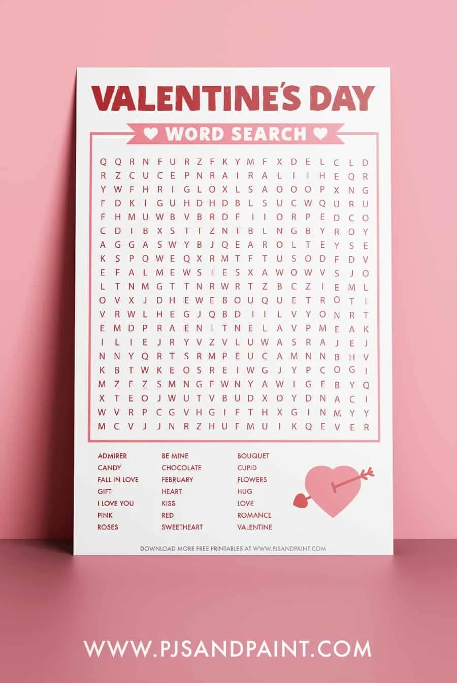Valentine&amp;#039;S Day Word Search - Free Printable - Pjs And Paint pertaining to Free Printable Valentine Word Games