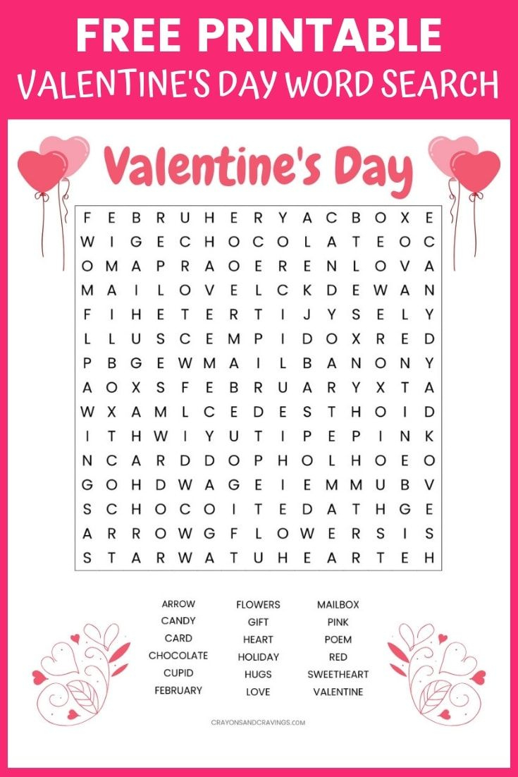 Valentine'S Day Word Search in Valentine'S Word Search Free Printable