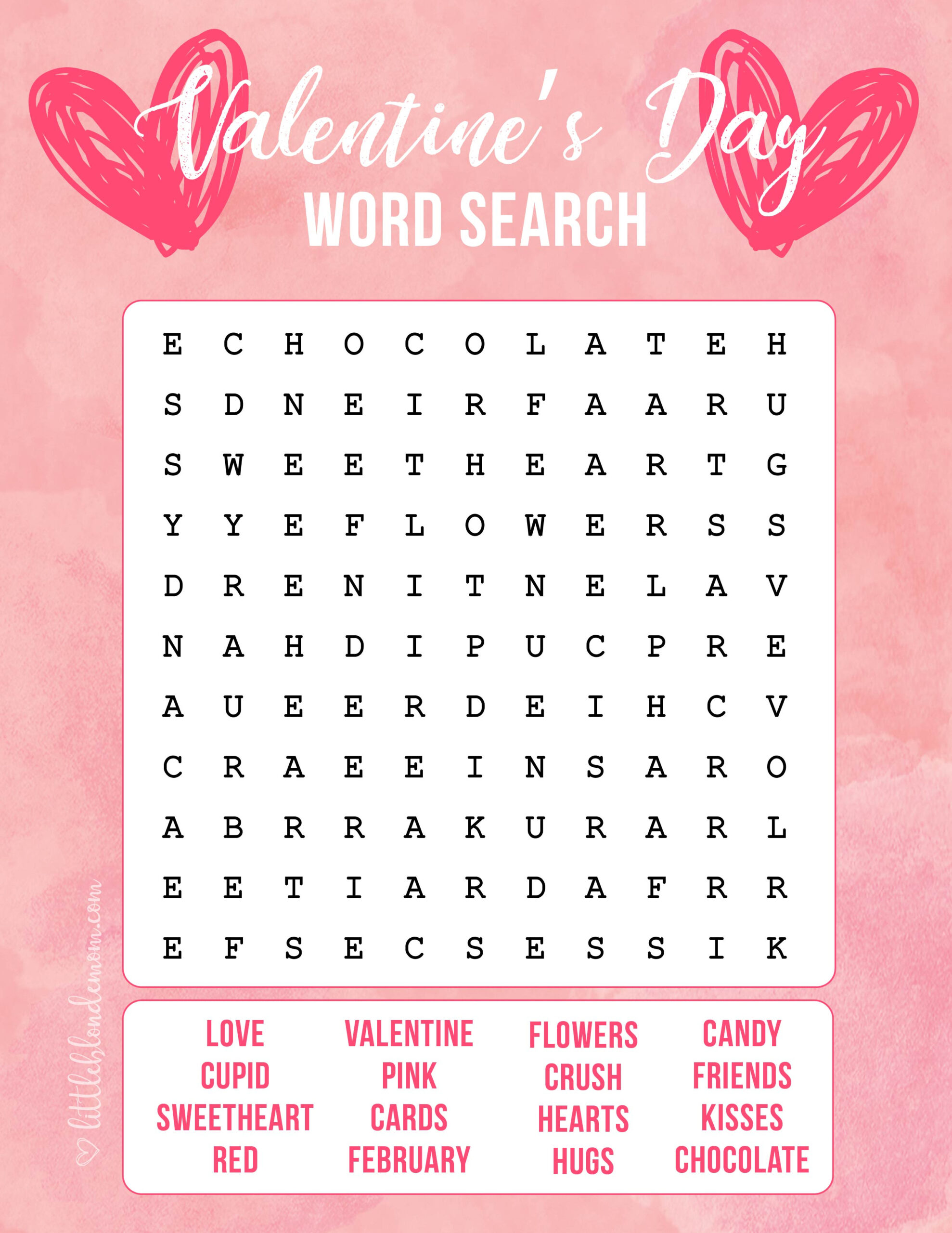 Valentine'S Day Word Search Printable - Little Blonde Mom inside Word Search Valentine's Day Printable