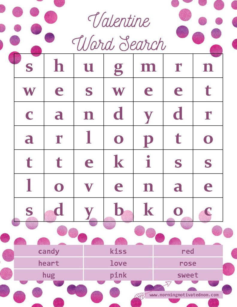 Valentine'S Day Word Search Printables – Morning Motivated Mom regarding Word Search Valentine'S Day Printable