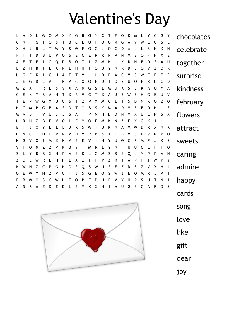 Valentine'S Day Word Search - Wordmint within Word Search Valentine'S Day Printable