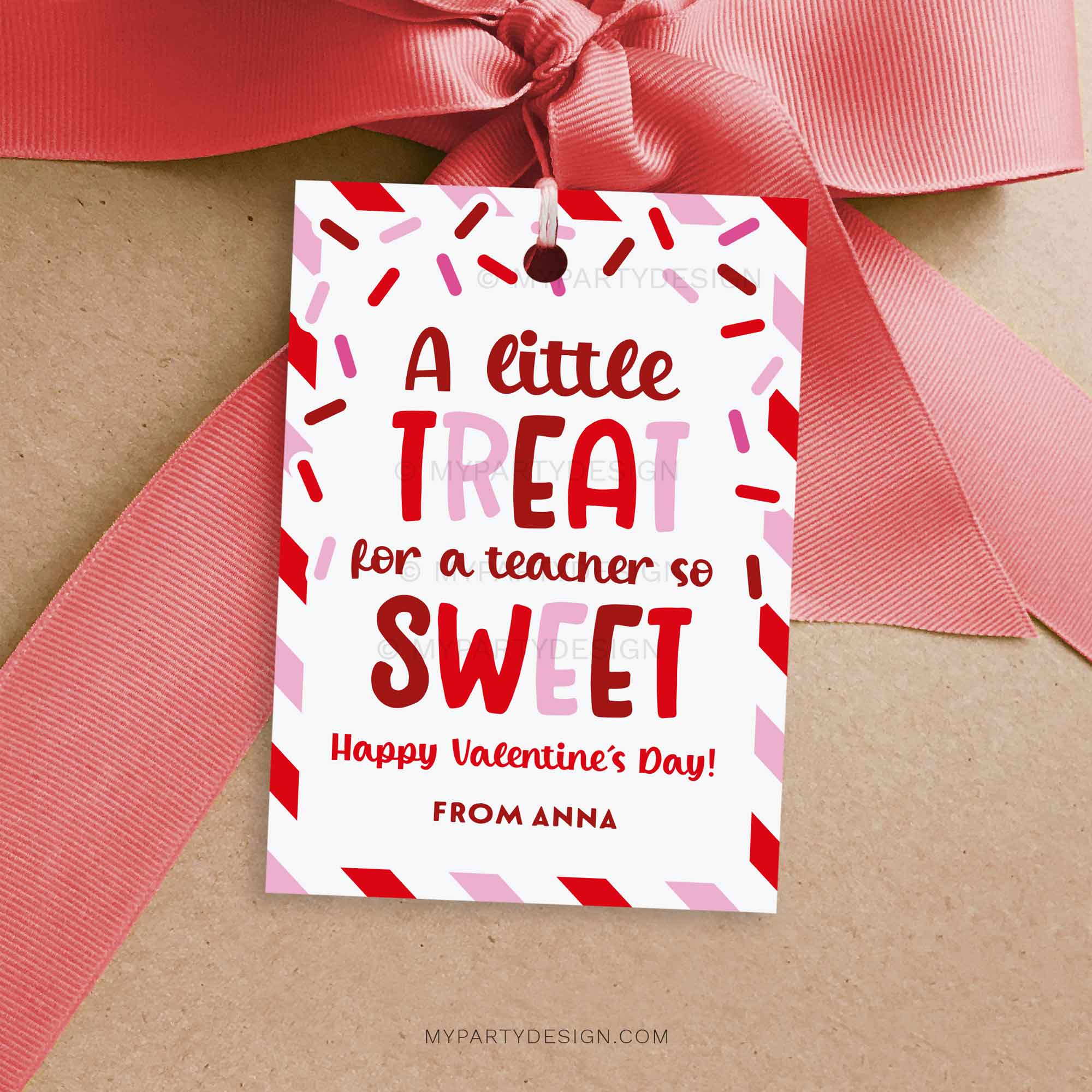 Valentines Treat For A Teacher So Sweet Gift Tag, Printable Pdf throughout Printable Valentine For Teacher
