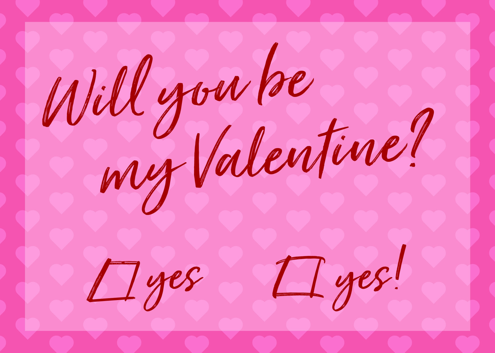 Will You Be My Valentine? Check Yes Or Yes - Instant Download with regard to Will You Be My Valentine Yes Or No Printable