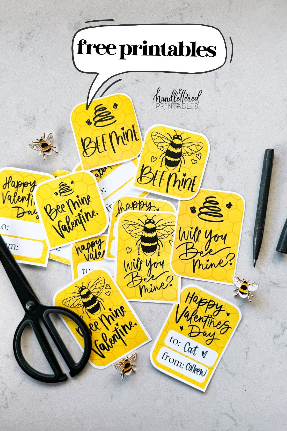 Will You Bee My Valentine? Free Printable Cards - Hand Lettered pertaining to Will You Be My Valentine Printable Free
