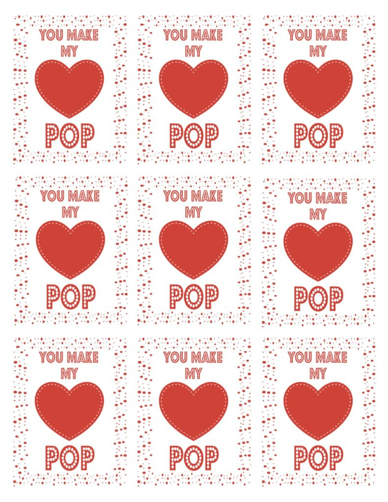 You Make My Heart Pop Free Valentine Printable & Recipe | in You Make My Heart Pop Valentine Printable