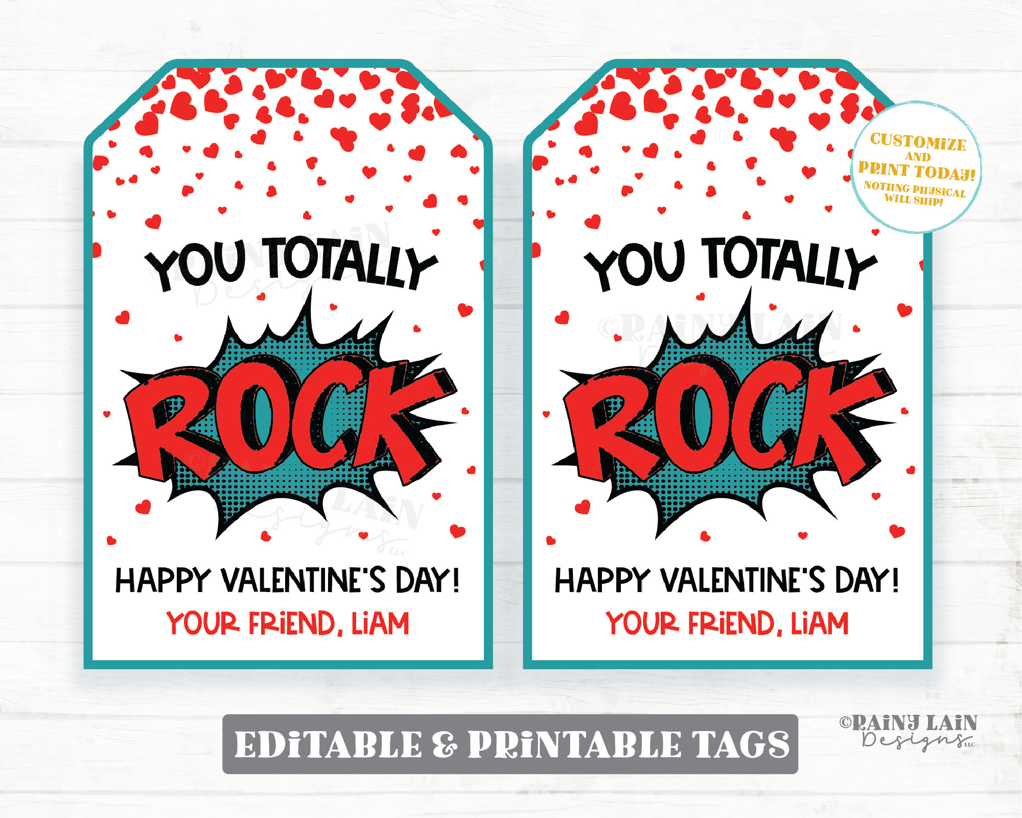 You Totally Rock Valentine, You Rock Painting Valentinstag Tag throughout You Rock Valentine Printable