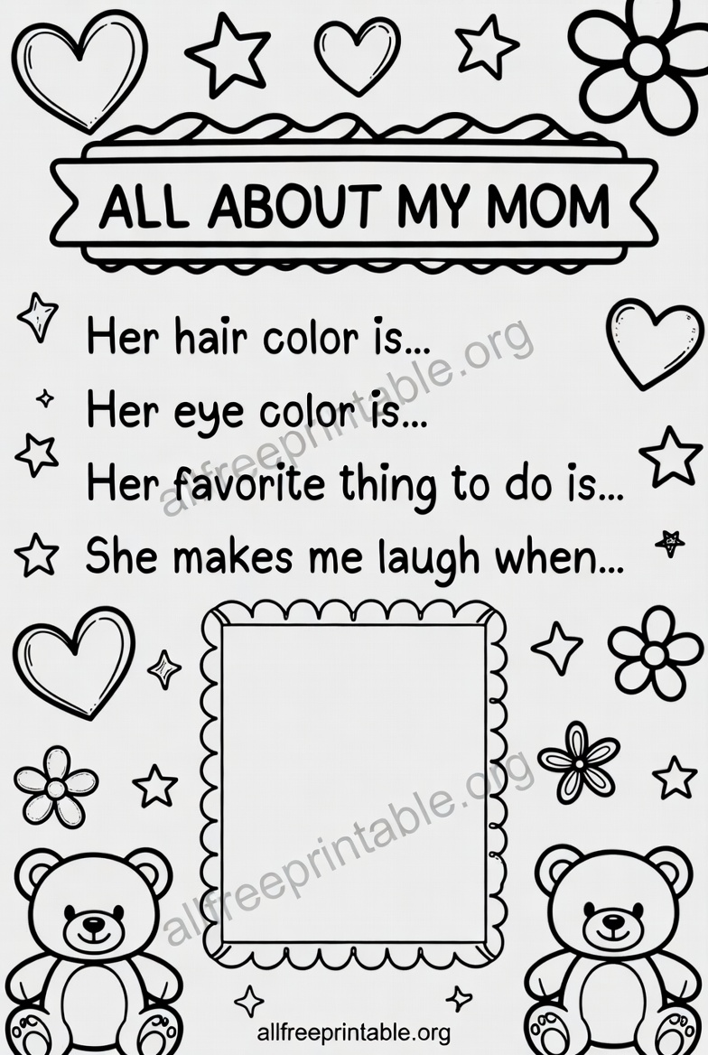 All About My Mom Printable - Download From AllFreePrintable.Org (8)