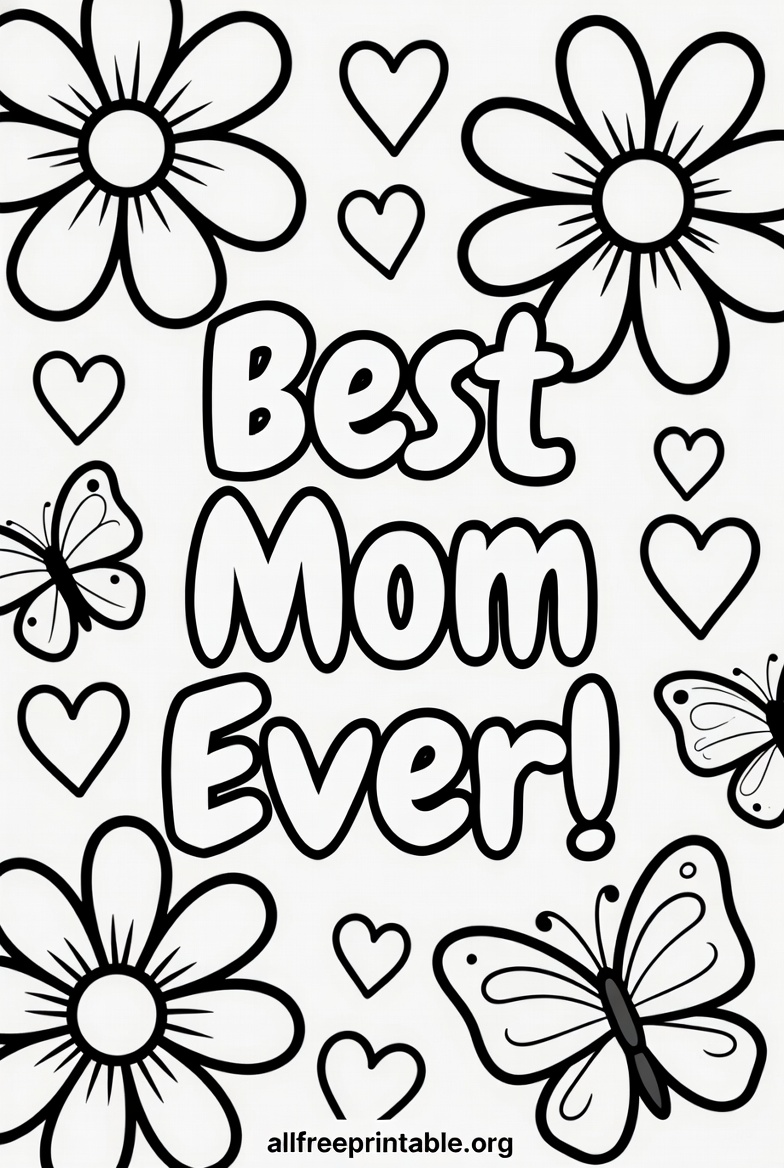 Free Printable Mother's Day Cards 2026 - Coloring Card for Kids