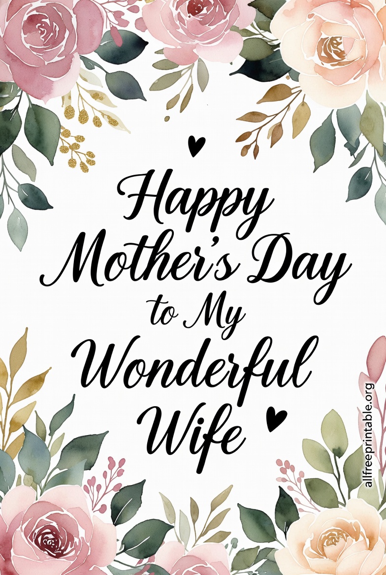 Printable Mothers Day Card For Wife - AllFreePrintable.Org (4)