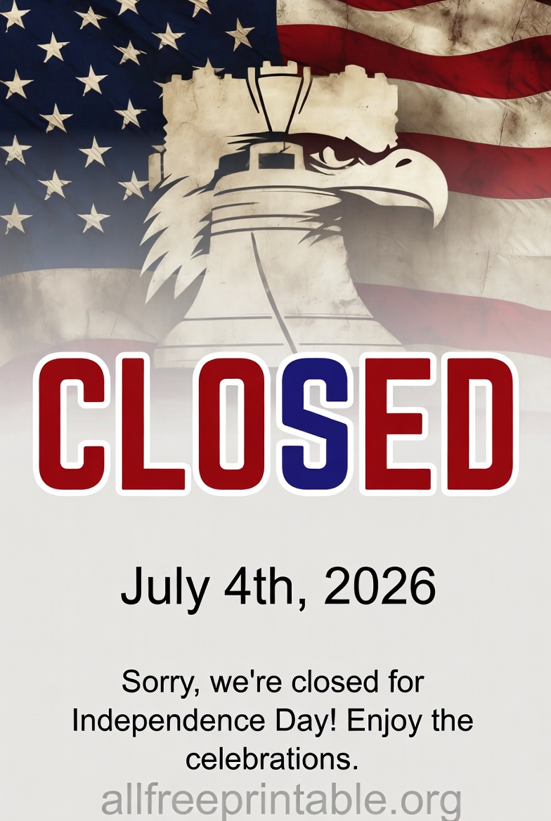Free Printable Closed 4th of July Signs