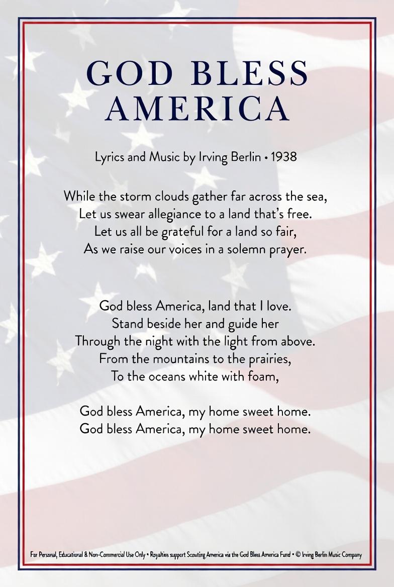 God Bless America Lyrics Printable
