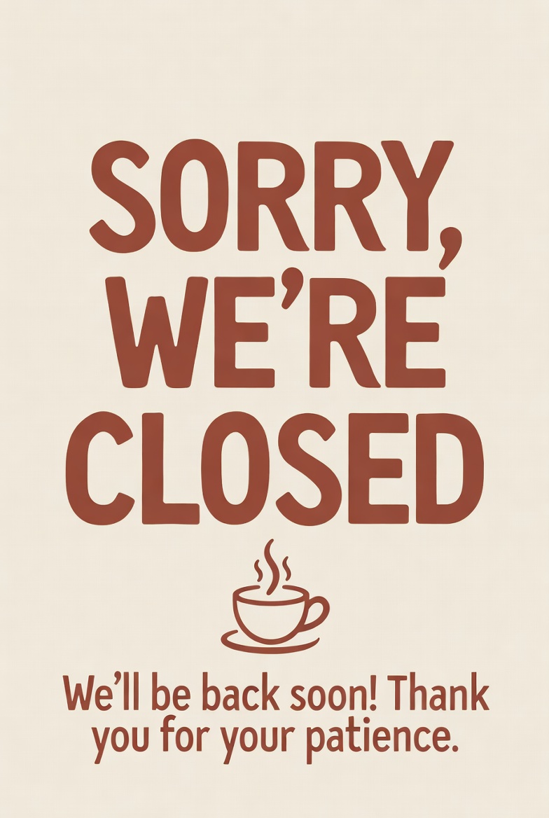 Sorry We're Closed Sign Printable