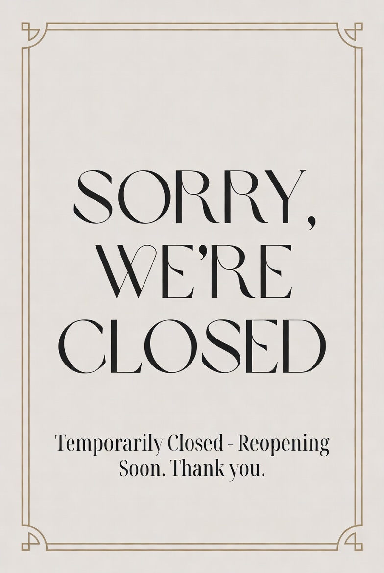 Sorry We're Closed Sign Printable