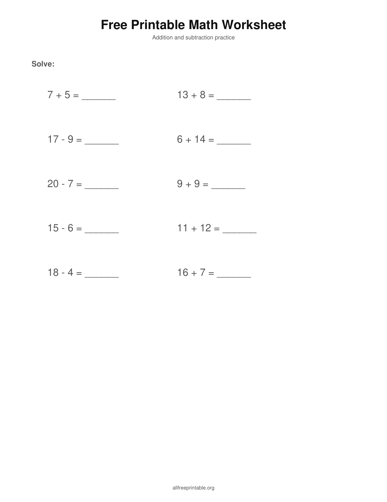 free printable worksheets sampler
