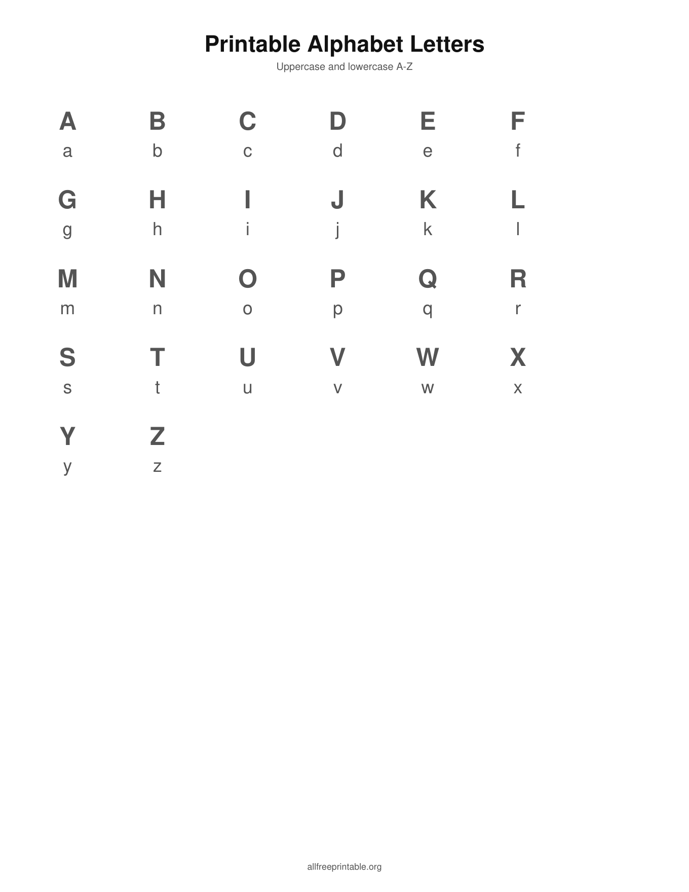printable alphabet letters A to Z