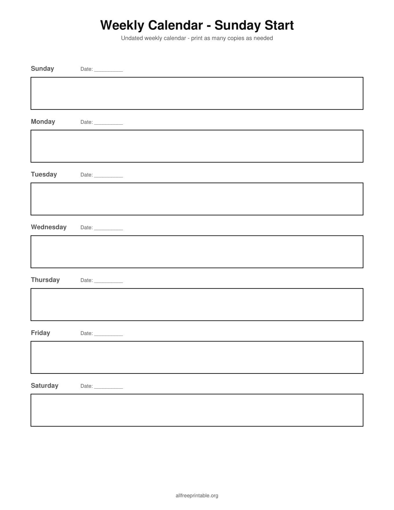 printable weekly calendar