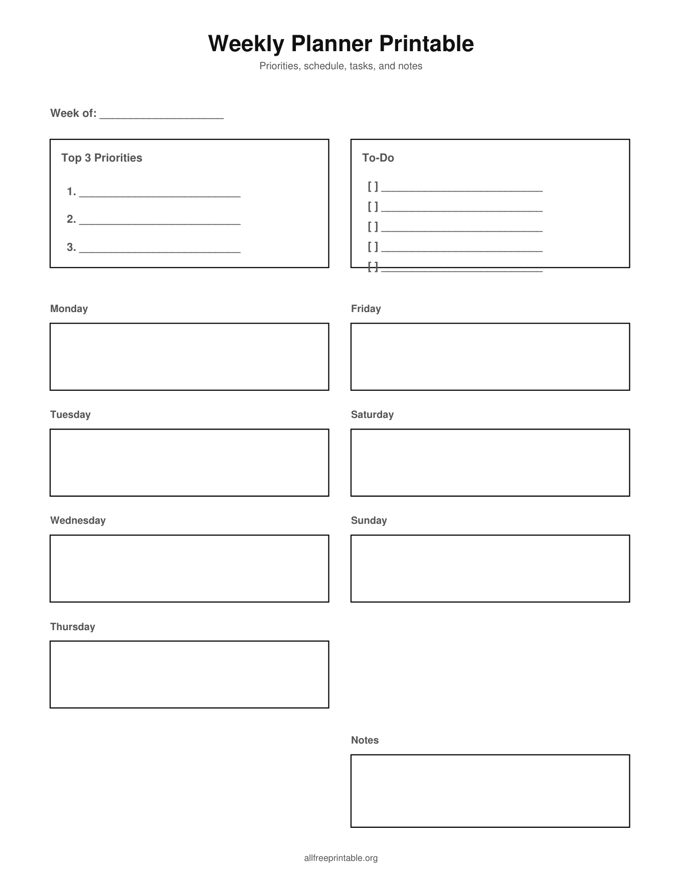 weekly planner printable