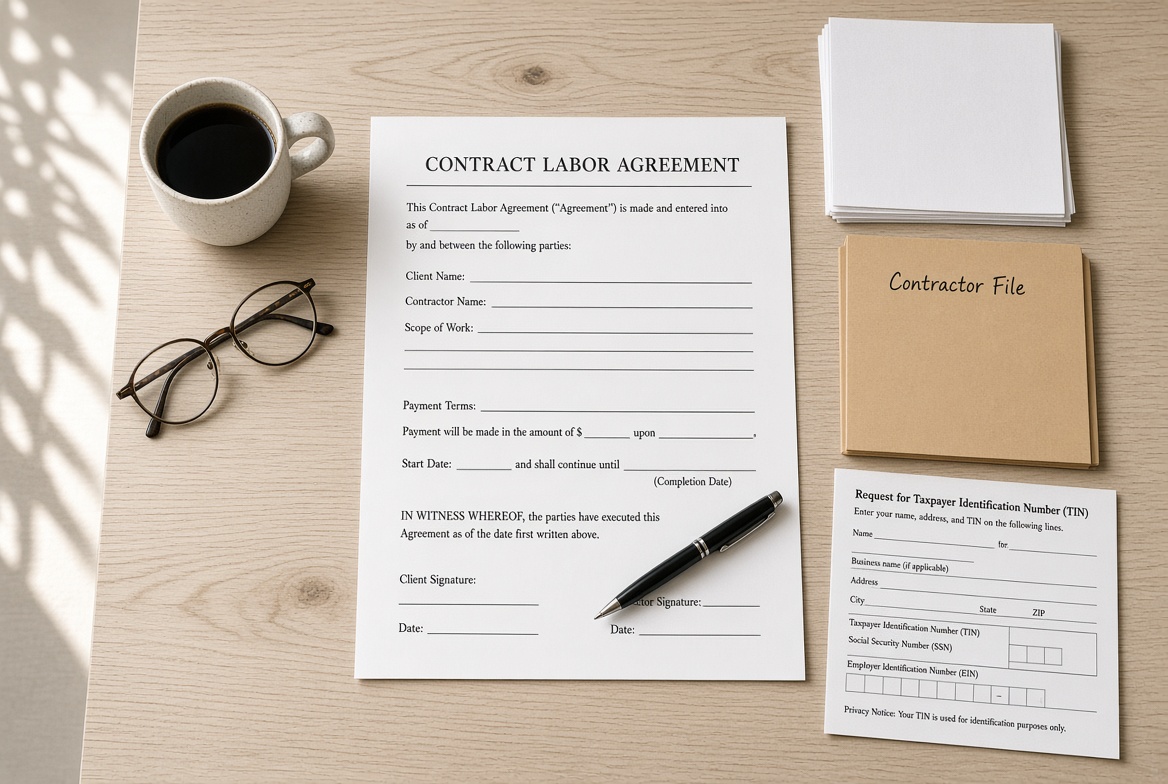 Free Printable Contract Labor Agreement Form (USA)