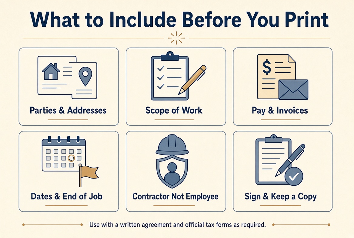 Free Printable Contract Labor Agreement Form (USA)