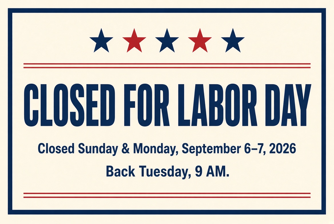Free Printable Labor Day Closed Sign Template