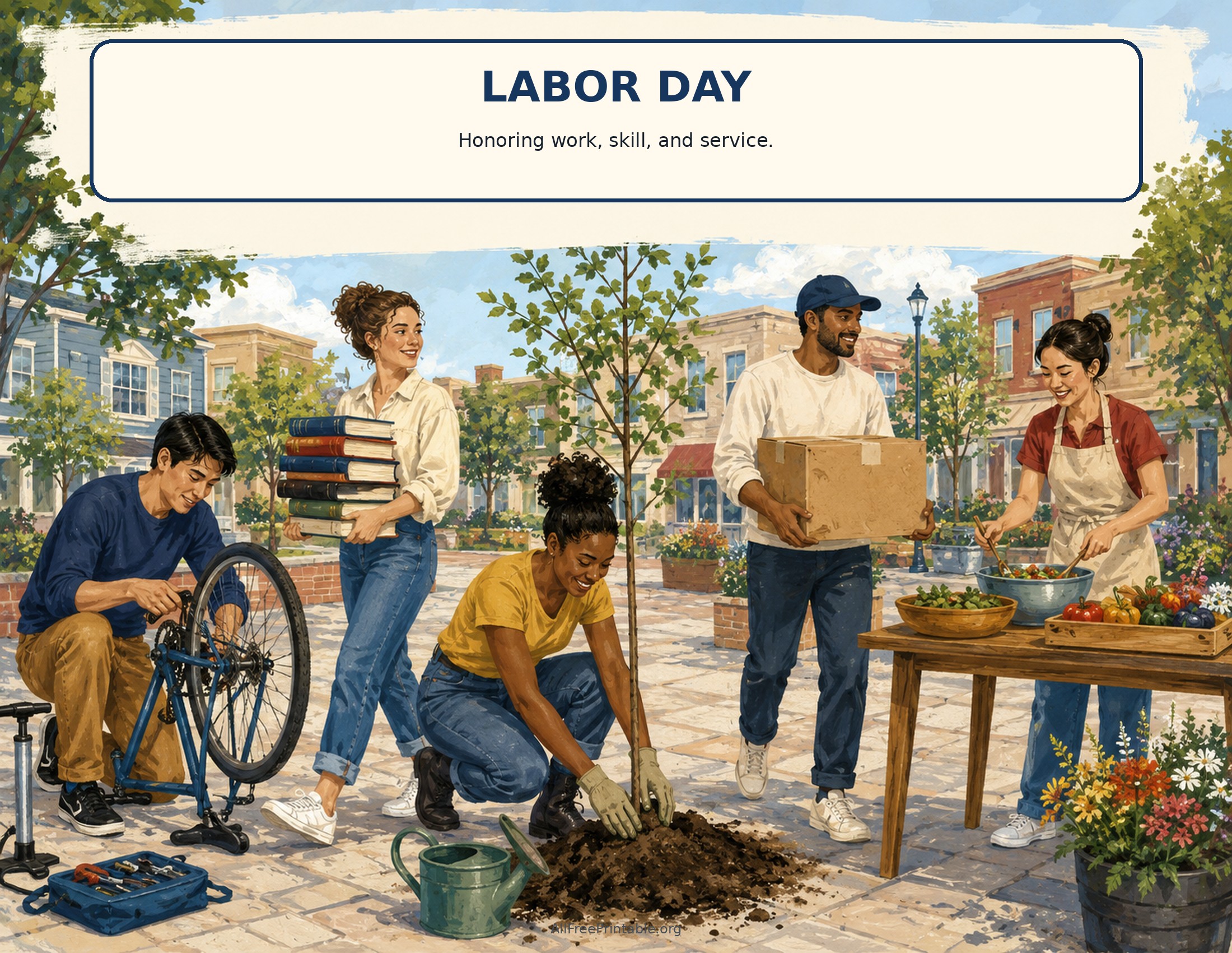 Printable Labor Day image honoring work skill and service
